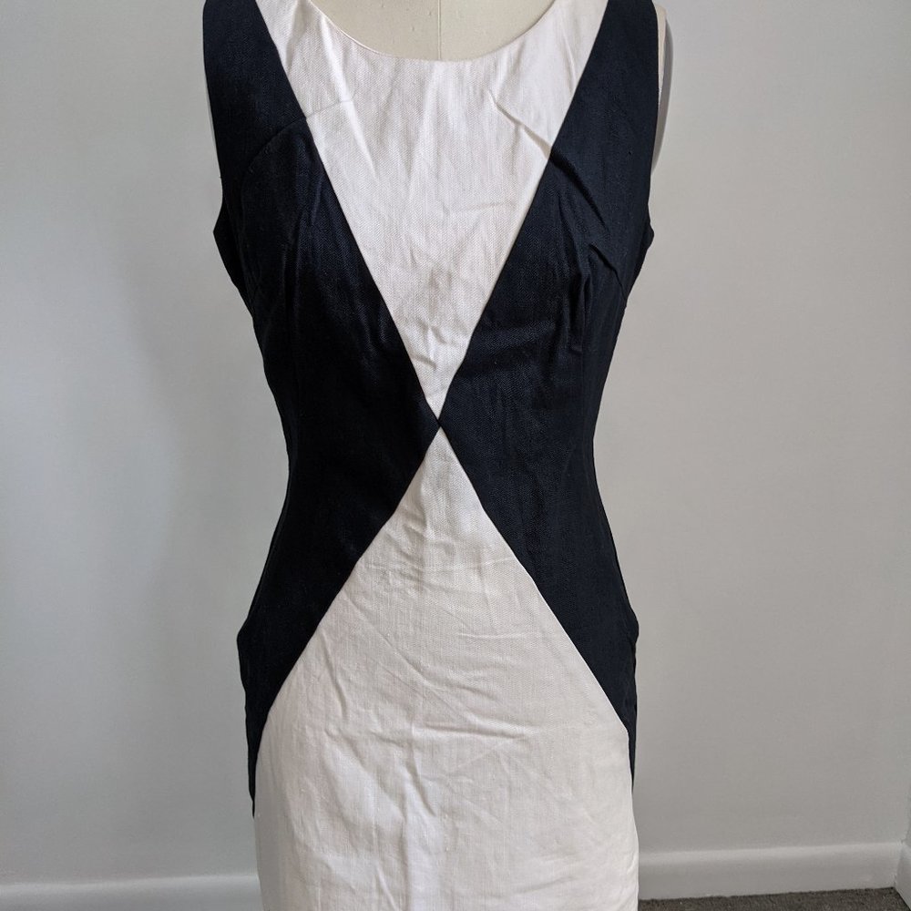 NWT Black and white harlequin pencil dress